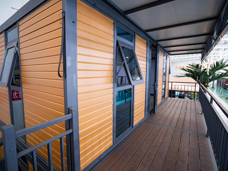 Casa modular expandible de doble cara de techo plano de dos niveles