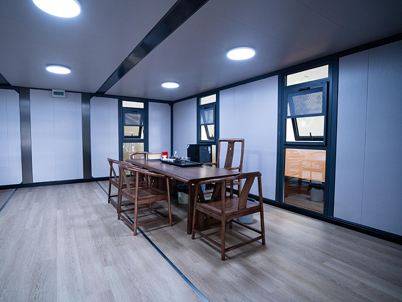 Casa modular expandible de doble cara de techo plano de dos niveles(Imagen3)